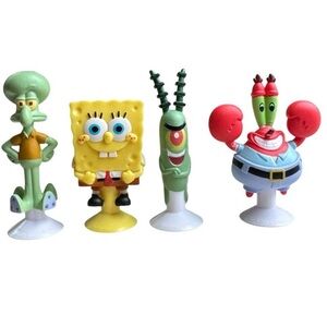 SpongeBob SquarePants Viacom Set of 4 Mini Suction Figurines.